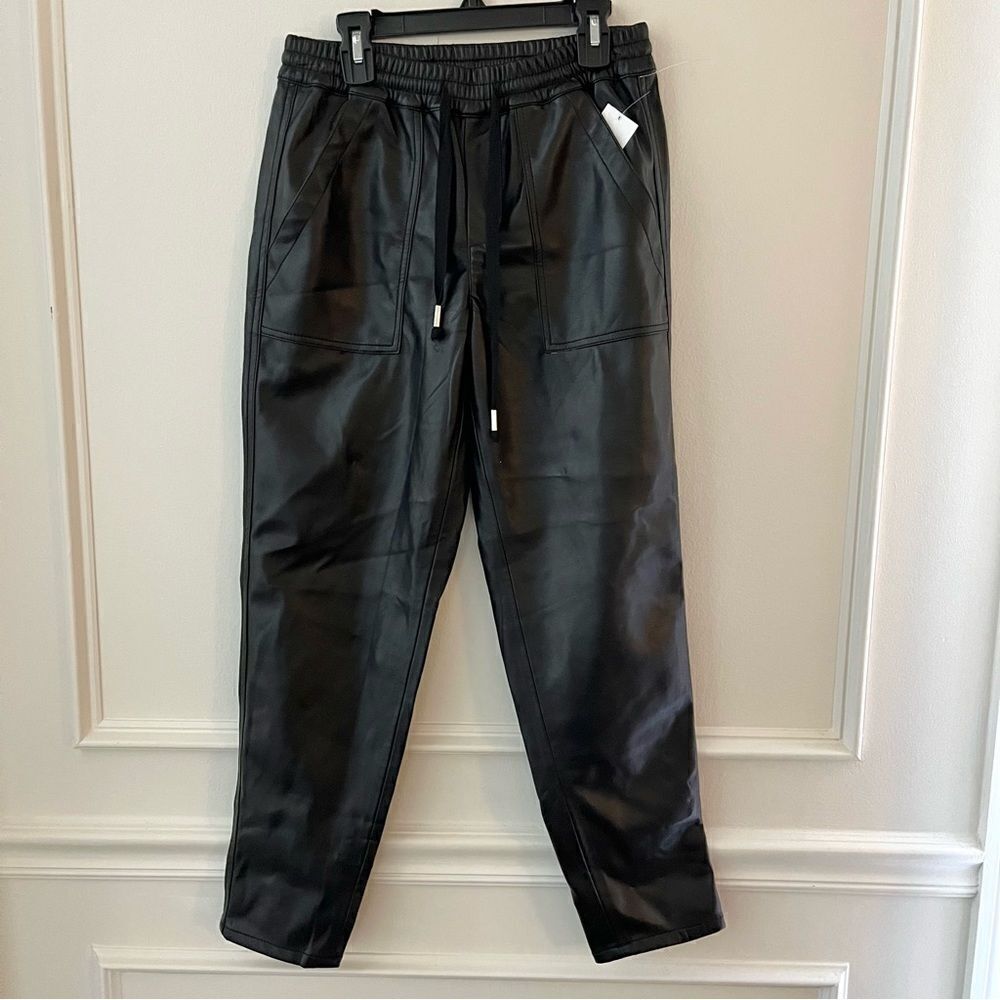 BLANK NYC No Guidance Ankle Elastic Waist Vegan Leather Pants Black Size 24 NWOT